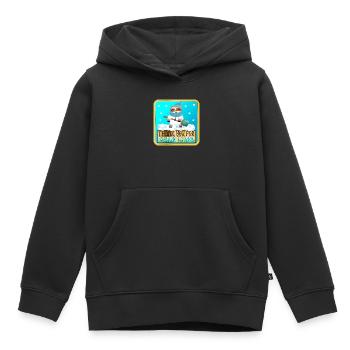 PELLETER LA NEIGE - MERCI PARESSEUX - Sweat Premium à capuche enfant bio - noir - Devant - AI Model Kid Male (0cm)