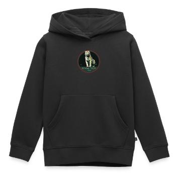 Bengalischer Tiger Porträt Aufnäher: Indische Fauna - Kinder Premium Organic Hoodie - Schwarz - Vorne - AI Model Kid Male (0cm)