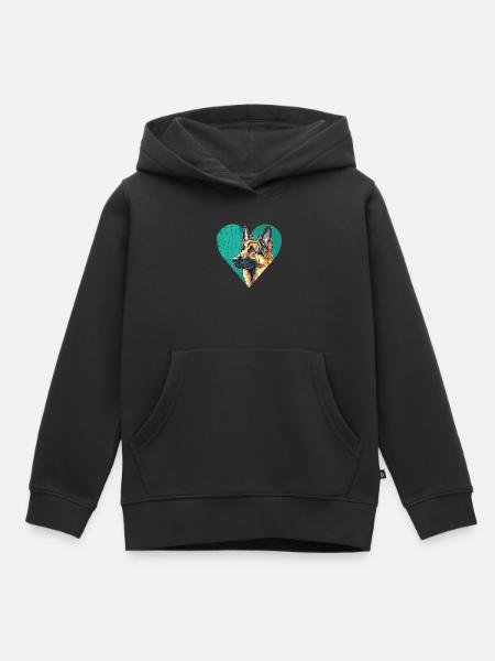 Deutscher Schäferhund Portrait - Kinder Premium Organic Hoodie - Schwarz