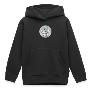 Illustration aquarelle Bébé Lapin Mignon Enfants - Sweat Premium à capuche enfant bio - noir - Devant - AI Model Kid Male (0cm)