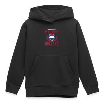 Ma Hollande d’origine - Sweat Premium à capuche enfant bio - noir - Devant - AI Model Kid Male (0cm)