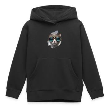 Steampunk Süße Katze Haustier Brille Tier Zukunft - Kinder Premium Organic Hoodie - Schwarz - Vorne - AI Model Kid Male (0cm)
