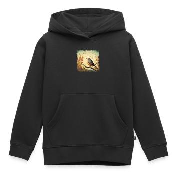 Bird sitting on branch, mediterranean background - Kids Premium Organic Hoodie - black - Front - AI Model Kid Male (0cm)