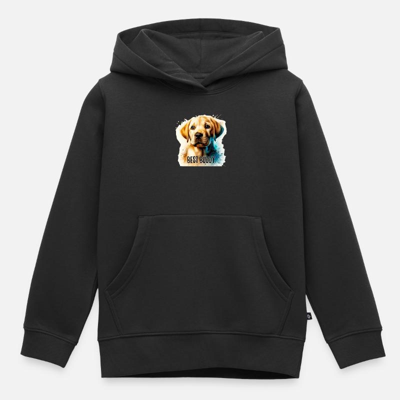 Labrador Retriever Welpe süß Bester Kumpel - Kinder Premium Organic Hoodie - Schwarz