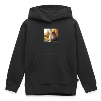 Maine Coon - Le roi des chats - Sweat Premium à capuche enfant bio - noir - Devant - AI Model Kid Male (0cm)