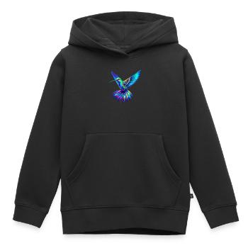 Hummingbird - Kids Premium Organic Hoodie - black - Front - AI Model Kid Male (0cm)