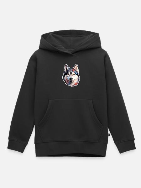 Siberian Husky - Kinder Premium Organic Hoodie - Schwarz