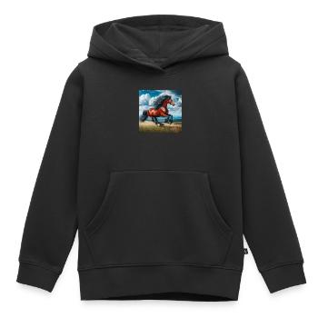 Cheval au galop - Sweat Premium à capuche enfant bio - noir - Devant - AI Model Kid Male (0cm)