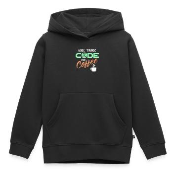 Programmeur, Développeur, Instruction de code, Ordinateur - Sweat Premium à capuche enfant bio - noir - Devant - AI Model Kid Male (0cm)