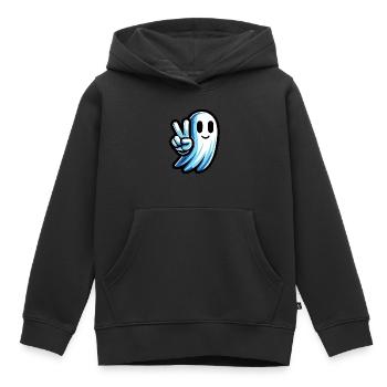 Signe de paix fantôme - Sweat Premium à capuche enfant bio - noir - Devant - AI Model Kid Male (0cm)