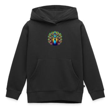 Paon - Sweat Premium à capuche enfant bio - noir - Devant - AI Model Kid Male (0cm)