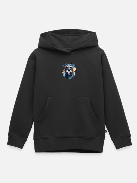 Schnauzer mit Sonnenbrille - Kinder Premium Organic Hoodie - Schwarz
