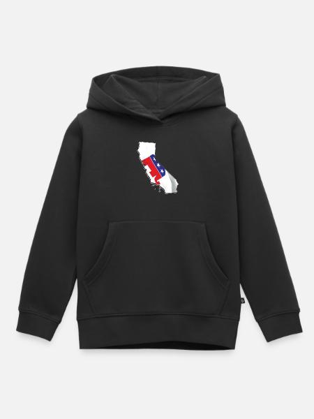 Bandera republicana en el mapa del estado de California - Sudadera Premium con capucha infantil orgánica - negro