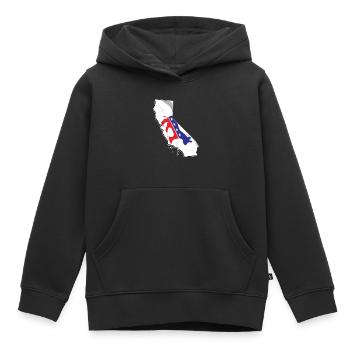 Drapeau démocrate sur la carte de l’État de Californie - Sweat Premium à capuche enfant bio - noir - Devant - AI Model Kid Male (0cm)