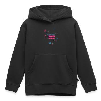 Froid à l’extérieur mais ver à l’intérieur - Sweat Premium à capuche enfant bio - noir - Devant - AI Model Kid Male (0cm)