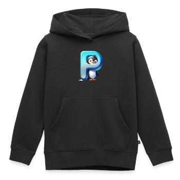 Penguin Playful P - Kids Premium Organic Hoodie - black - Front - AI Model Kid Male (0cm)