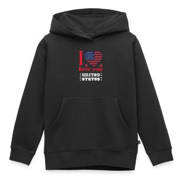 T-shirt I LOVE YOU UNITED STATES 2025 - Sweat Premium à capuche enfant bio - noir - Devant - AI Model Kid Male (0cm)