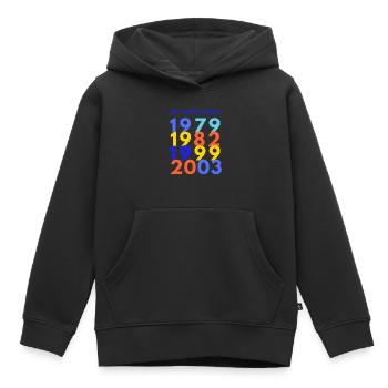 ma charmante famille .. en années - Sweat Premium à capuche enfant bio - noir - Devant - AI Model Kid Male (0cm)