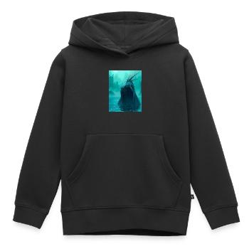 Vodnik, démon de l’eau slave tapi dans les rivières profondes - Sweat Premium à capuche enfant bio - noir - Devant - AI Model Kid Male (0cm)