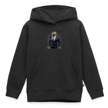 Business Man Faultier - Kinder Premium Organic Hoodie - Schwarz - Vorne - AI Model Kid Male (0cm)