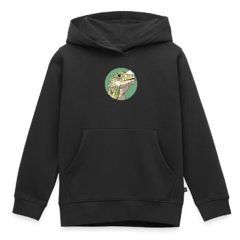 Echse beim Rasieren – Glatt wie nie! - Kinder Premium Organic Hoodie - Schwarz - Vorne - AI Model Kid Male (0cm)