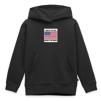 Patriotic American Flag with Bold Text - Kids Premium Organic Hoodie - black - Front - AI Model Kid Male (0cm)