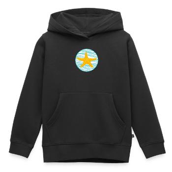 Étoile de mer Vagues Cercle Lac Mer Étoile Maritime Bande dessinée - Sweat Premium à capuche enfant bio - noir - Devant - AI Model Kid Male (0cm)