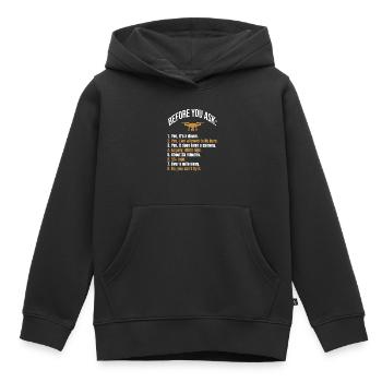Avant de demander à Drone - Sweat Premium à capuche enfant bio - noir - Devant - AI Model Kid Male (0cm)