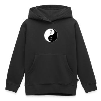 Yin Yang Kung Fu Symbol Design - Kinder Premium Organic Hoodie - Schwarz - Vorne - AI Model Kid Male (0cm)