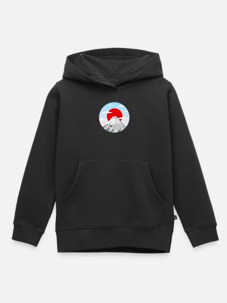 Mount Fuji Art Graphic - Kids Premium Organic Hoodie - black