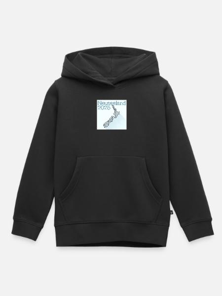 Neuseeland 2025 Geometrische Karte - Kinder Premium Organic Hoodie - Schwarz