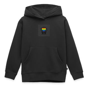 Heart Rainbow Celebration - Kids Premium Organic Hoodie - black - Front - AI Model Kid Male (0cm)