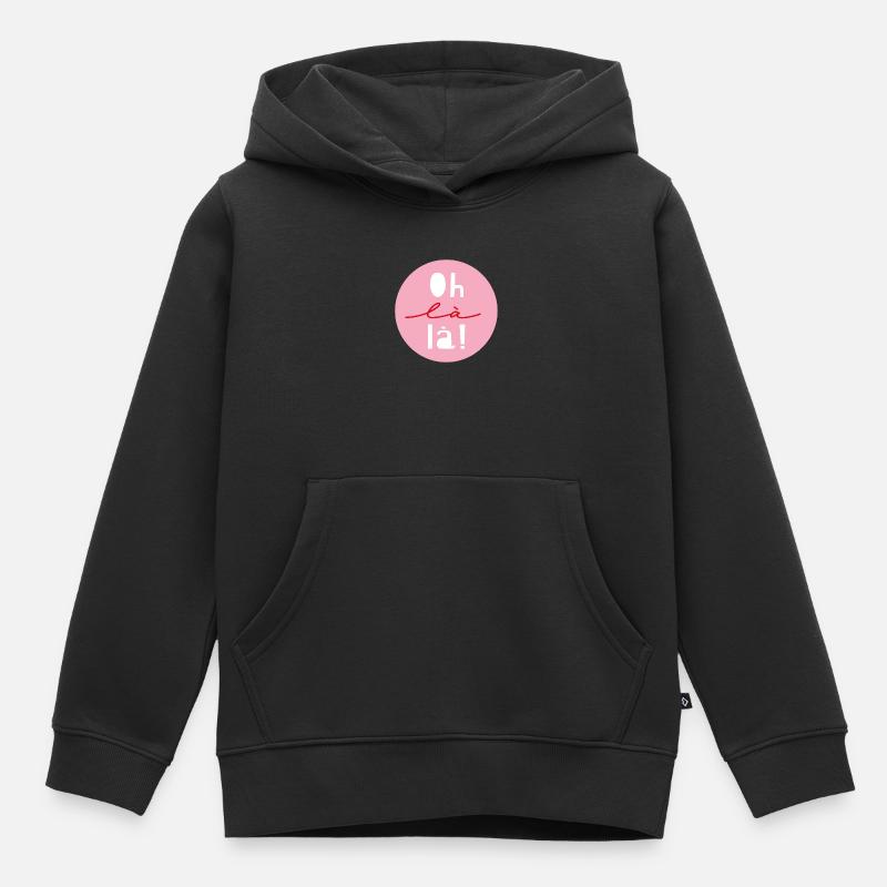 « Oh là là » - Sweat Premium à capuche enfant bio - noir
