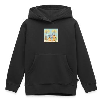 Trio Sweet Animal Lion Cub Elephant - Kids Premium Organic Hoodie - black - Front - AI Model Kid Male (0cm)