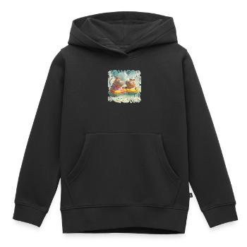 Hippopotames de la mer du Sud dans les anneaux de nage - Sweat Premium à capuche enfant bio - noir - Devant - AI Model Kid Male (0cm)