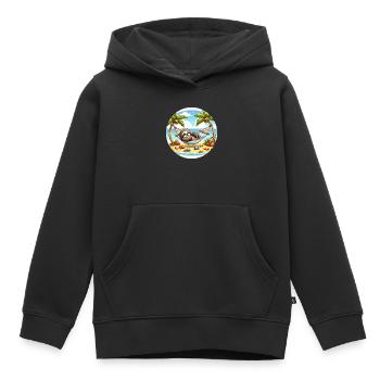 Beach lazy sloth in hammock - Kids Premium Organic Hoodie - black - Front - AI Model Kid Male (0cm)