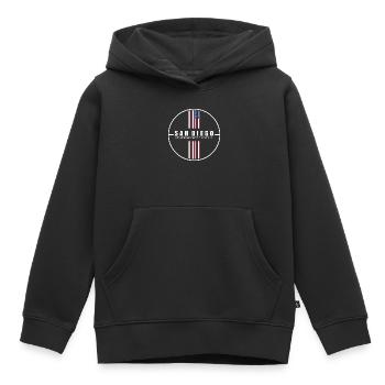Coordonnées de San Diego - Sweat Premium à capuche enfant bio - noir - Devant - AI Model Kid Male (0cm)