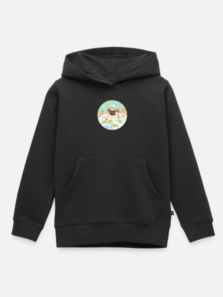 Mopps beim Badespaß - Kinder Premium Organic Hoodie - Schwarz