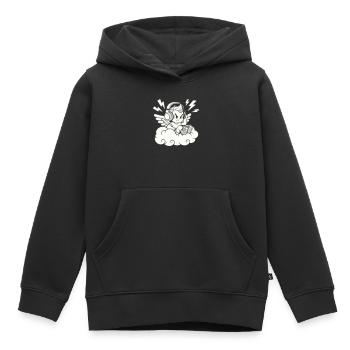 Ange de la musique – Chérubin avec casque - Sweat Premium à capuche enfant bio - noir - Devant - AI Model Kid Male (0cm)