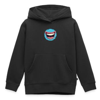 Laughing Cartoon mouth wide open with red lips - Sweat Premium à capuche enfant bio - noir - Devant - AI Model Kid Male (0cm)