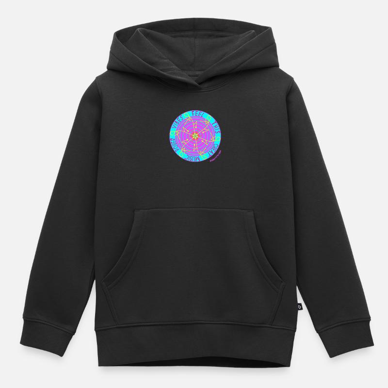 Vibrations musicales - Retro Vinyl Dance - Sweat Premium à capuche enfant bio - noir