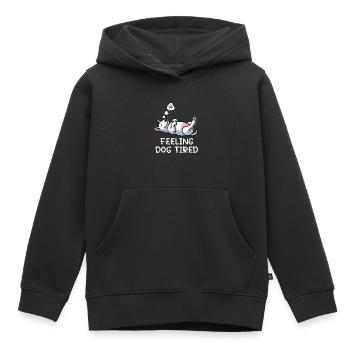Un bull terrier miniature Bull Terrier Épuisé - Sweat Premium à capuche enfant bio - noir - Devant - AI Model Kid Male (0cm)