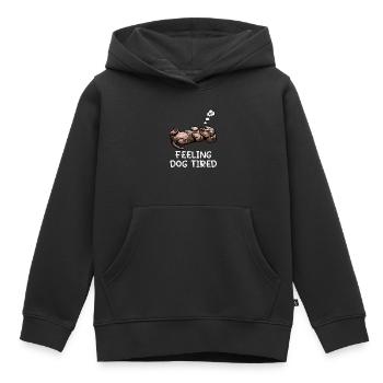 Se sentir fatigué par chien Teckel à poil dur Teckel teckel - Sweat Premium à capuche enfant bio - noir - Devant - AI Model Kid Male (0cm)