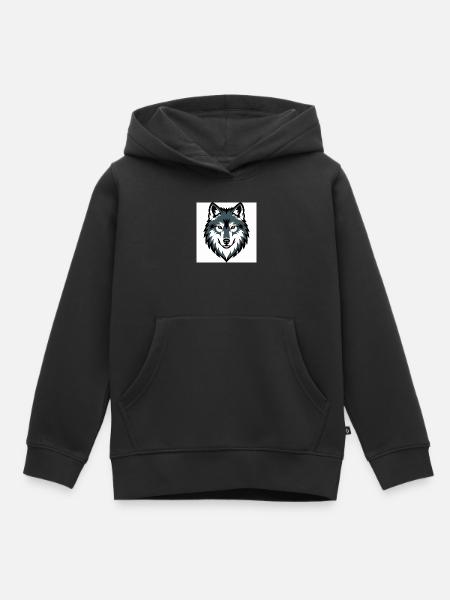 Wolf Graphic Emblem - Kinder Premium Organic Hoodie - Schwarz