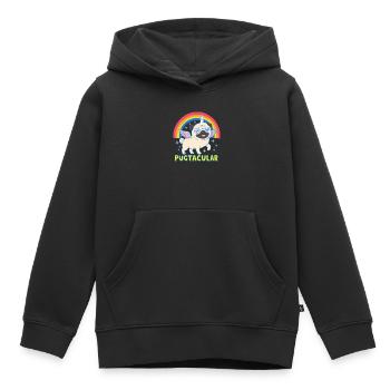 Pugicorn Niedlicher Kawaii Einhorn Mops Regenbogen - Kinder Premium Organic Hoodie - Schwarz - Vorne - AI Model Kid Male (0cm)