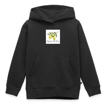 Design botanique citron Squeeze the Day - Sweat Premium à capuche enfant bio - noir - Devant - AI Model Kid Male (0cm)