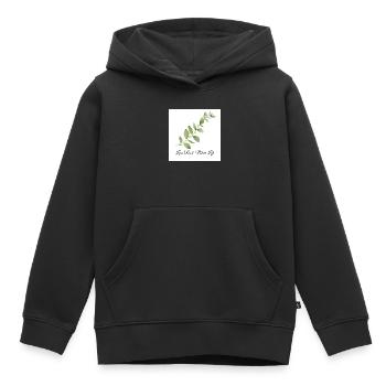 Moins de précipitation, plus de vie | Vintage botanique minimaliste - Sweat Premium à capuche enfant bio - noir - Devant - AI Model Kid Male (0cm)