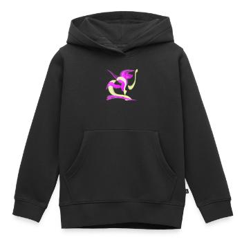 Neonrosa gelber Wirbel - Kinder Premium Organic Hoodie - Schwarz - Vorne - AI Model Kid Male (0cm)