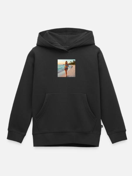 Blauer Bikini am Tropenstrand - Kinder Premium Organic Hoodie - Schwarz