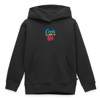 Crois en toi  - Sweat Premium à capuche enfant bio - noir - Devant - AI Model Kid Male (0cm)
